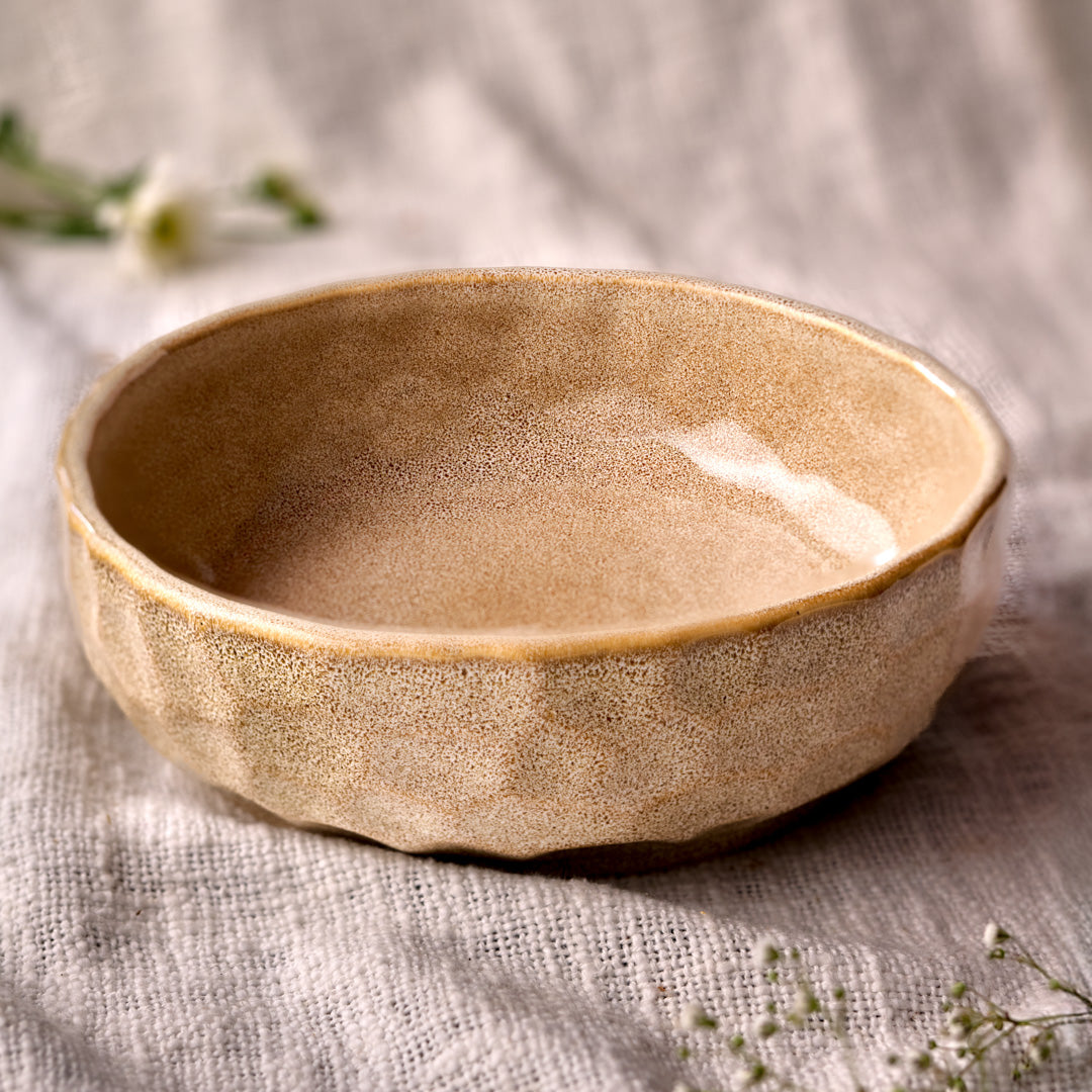 Rustic Facet and Flow Collection Large Serving Bowl